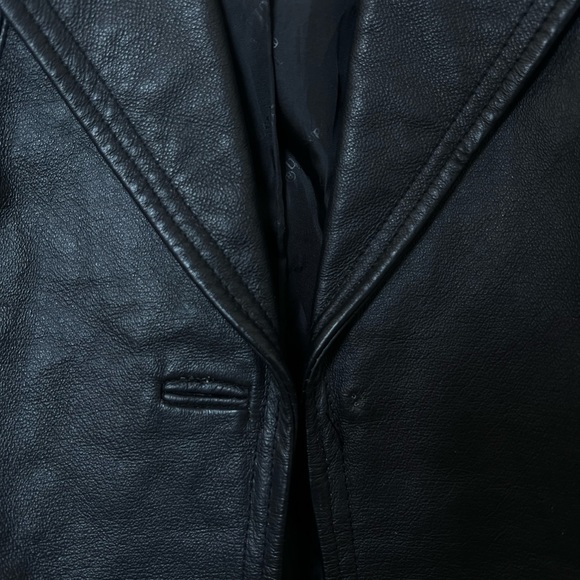Short black leather jacket 100% leather outer - Picture 2 of 5